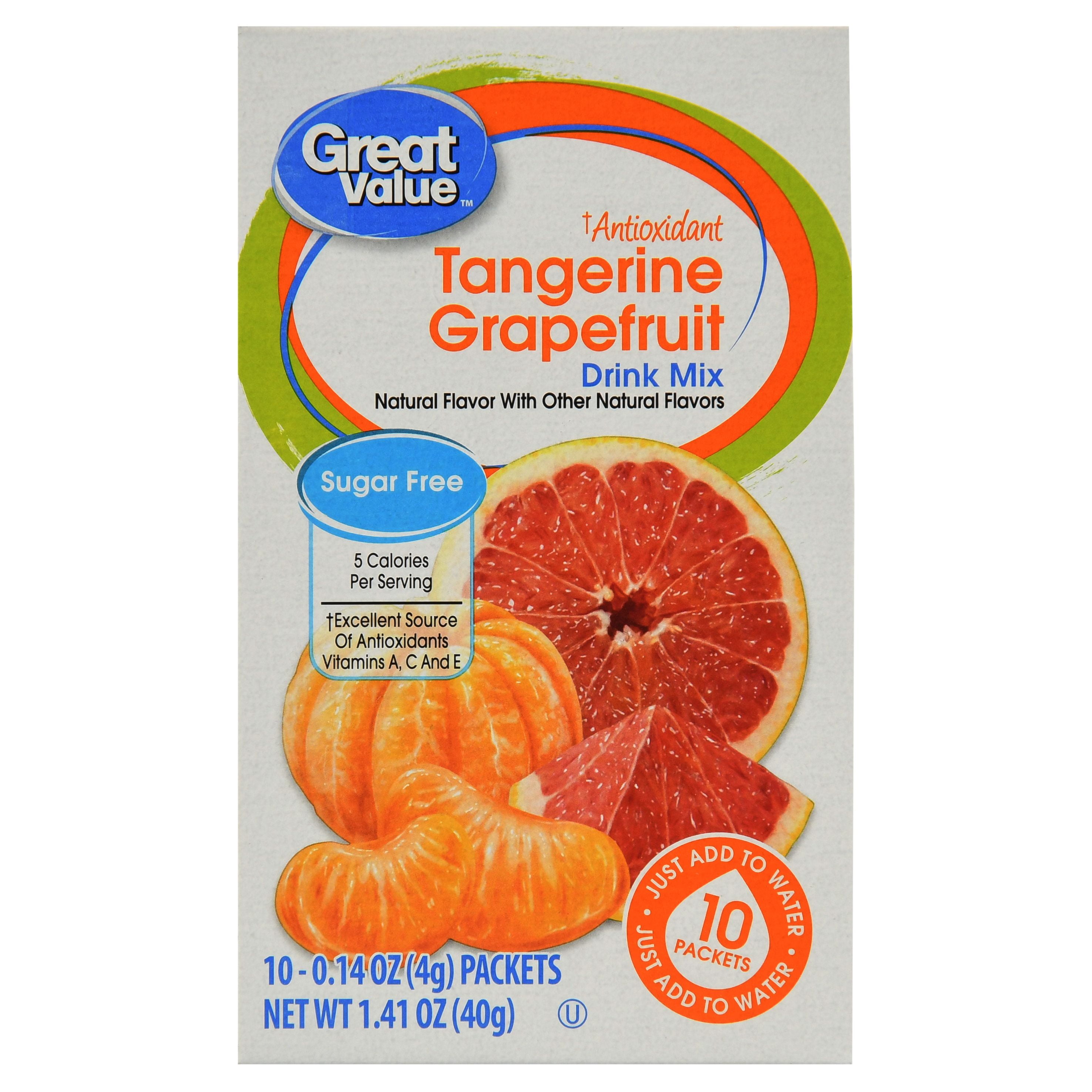 Great Value SugarFree Antioxidant Tangerine Grapefruit Drink Mix, 1.41