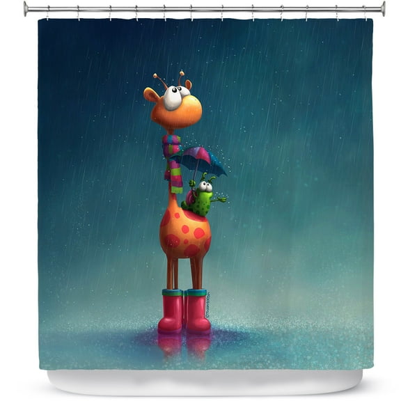 Shower Curtains 70" x 73" from DiaNoche Designs by Tooshtoosh - Winter Giraffe