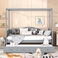 thumbnail image 2 of Twin Size Canopy Day Bed with Twin size Trundle, Solid Wood Platform Bed Frame for Bedroom, Apartment, Mattress not included,No Box Spring Needed,Easy Assembly,Grey, 2 of 10