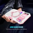 thumbnail image 6 of for iPhone 11 Case with Camera Sliding Cover, [Compatible with MagSafe] with Magnetic Ring Kickstand, Military Grade Heavy Duty Protection Phone Case for iPhone 11, Pink + White, 6 of 10