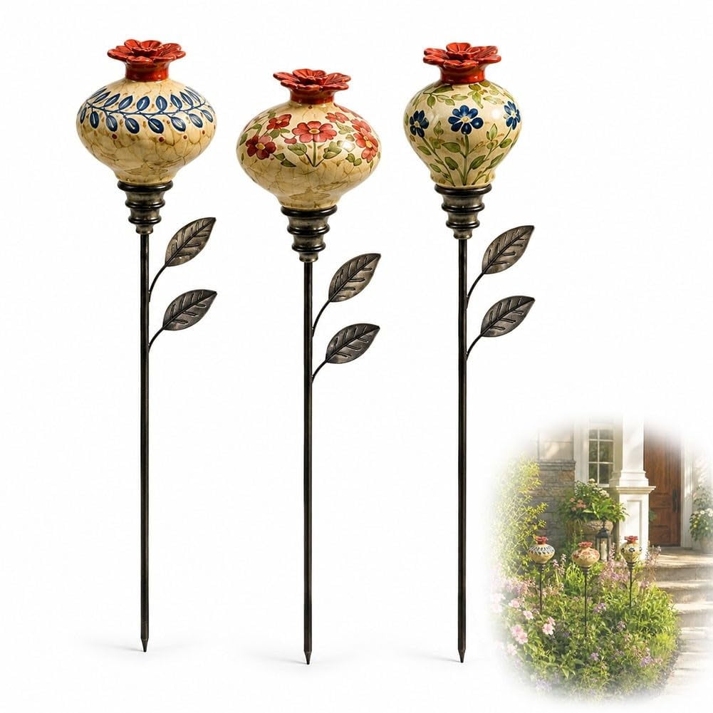 Vintage Resin Hummingbird Feeder Garden Stake, Flower Nectar Finch Backyard, Hummingbird Feeders for Outdoors for Garden, Yard, Deck – Gift for Bird Enthusiasts