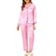 thumbnail image 2 of Conjunto de salón de satén para mujer INSPIRE CHIC, camisa de botones de manga larga con pantalones, pijamas de seda S rosa, 2 of 7