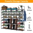 thumbnail image 3 of Moclever 8 Tiers 4 Rows Shoe Rack Organizer, Free Standing Metal Shoe Storage Shelf 56 Pairs of Shoe Tower Unit with 2 Hooks for Entryway Closet Bedroom, Black, 3 of 11