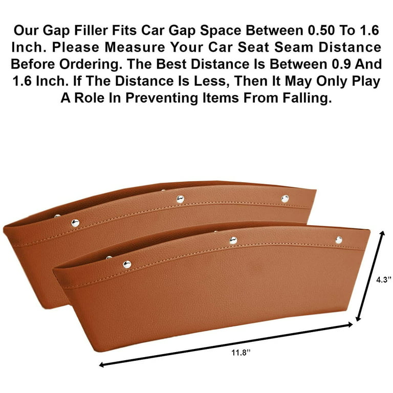 Car Seat Gap Filler, 2 Pack Between Seat Storage, Camel Brown PU Leather  Side of Center Console Car Pocket Organizer for Phone, Coins and Keys