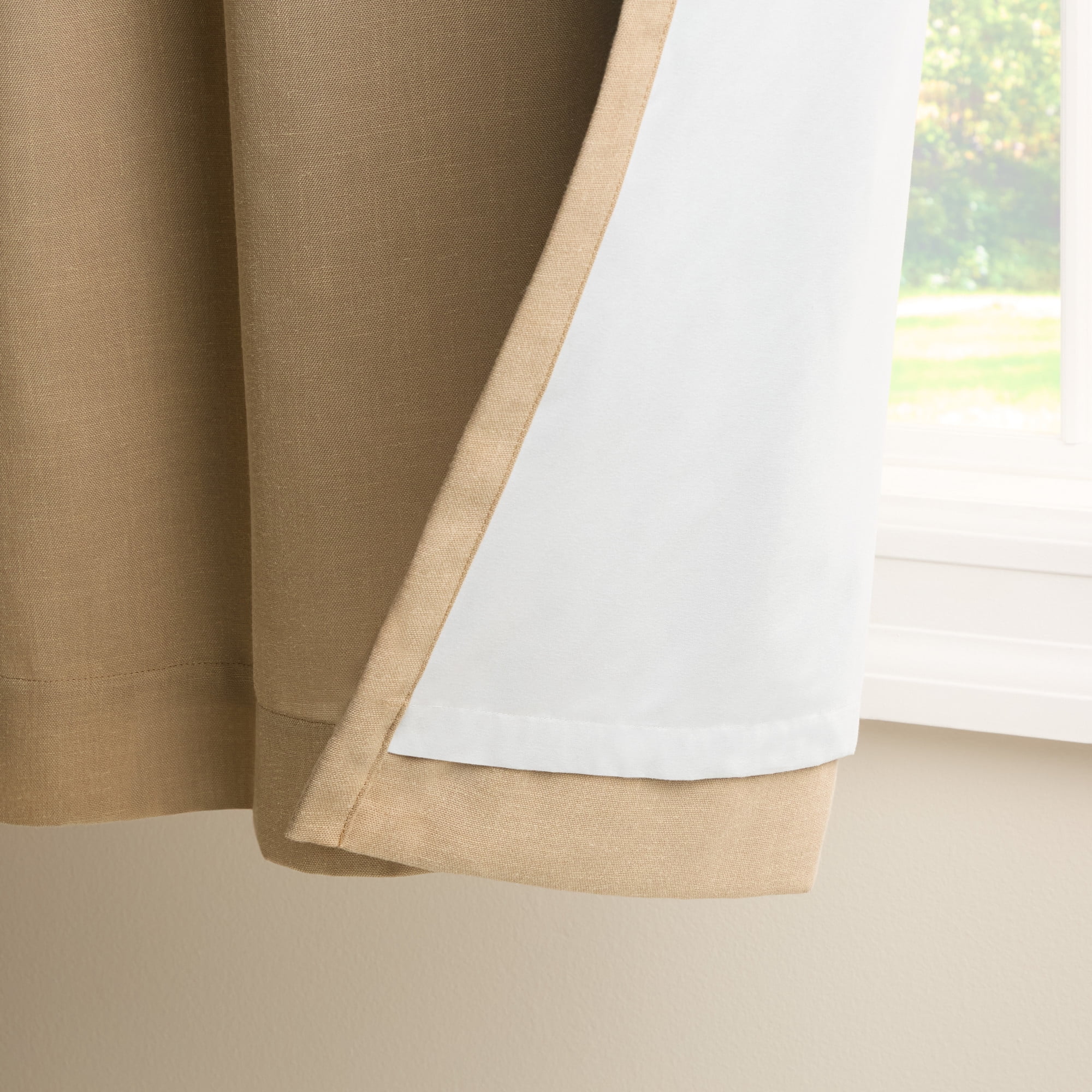 TOWN & COUNTRY LUXE Davos Solid Linen Texture Indoor Curtains, 100% Blackout with Energy Efficient Lining, Back Tab/Rod Pocket Top, 2-Pack Set, Taupe, 50"x96"
