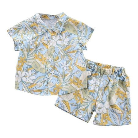 

Toddler Boys Outfits Baby Summer Beach Casual Holiday Sets Floral Loose Short Sleeve Shirt Shorts Sets Clothing Sets for Boys Size 18-24 Months