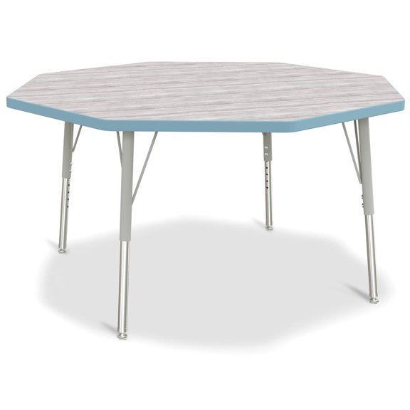 Octagon Activity Table - 48" X 48", Mobile - Driftwood Gray/Coastal Blue/Gray