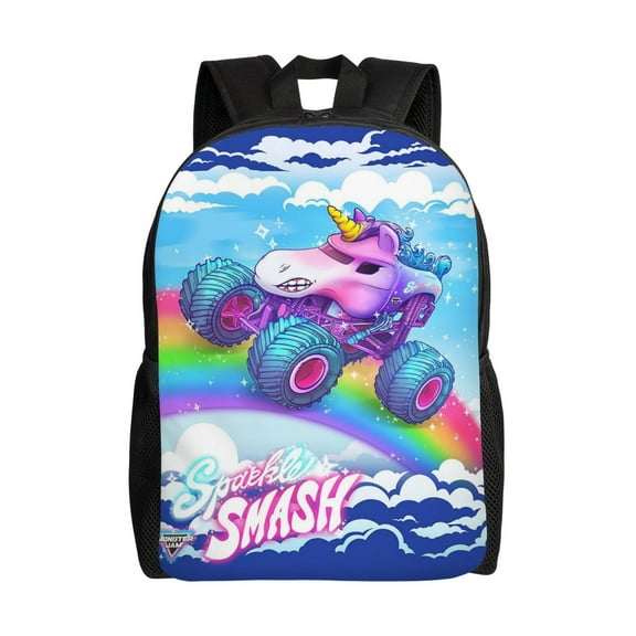 Sparkle Smash Monster Trucks Large Backpack Lightweight Laptop Bag Daypack Travel Backpack for Men Women