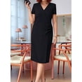 thumbnail image 5 of Women'S V Neck Short Sleeve Dress Solid Color Plus Size Casual Summer Maxi Day Gown Office Wear Black XXL, 5 of 7