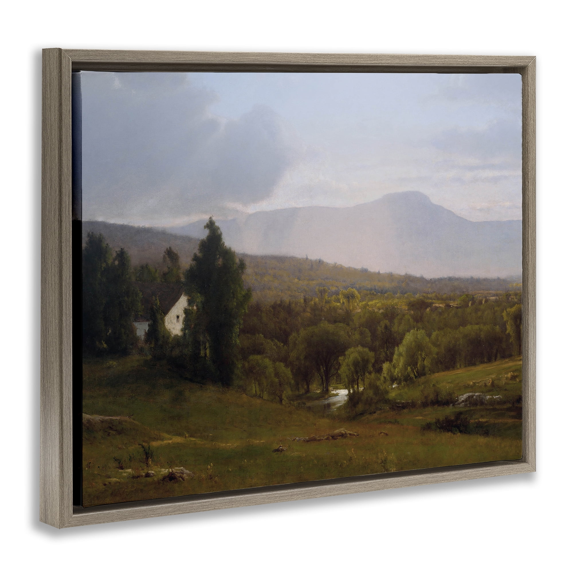 Cabins in Peaceful Vista Brown Framed Floater Canvas Wall Art, design by Lettered and Lined