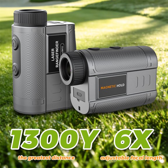BOAYAL 6X Golf Rangefinder 1300 Yards Silver Metal Design, Flag Lock with Vibration Alert, Slope Switch, 750mAh Laser Range Finder for Golf Hunting