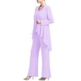thumbnail image 2 of Linjinx Women's Wedding Guest Pant Suit 3 Piece Mother of Bride Dress Sets Plus Size Cocktail Party Gown Lavender M, 2 of 7