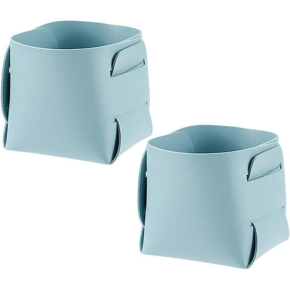 2 Pack Leather Brush Holder Desk Organizer Pencil Holder Storage Case Foldable Collapsible Brush Jewelry Holder Portable Lightweight for Traveling Office Bathroom Vacation 3.94x3.94 Inch Mixed Color