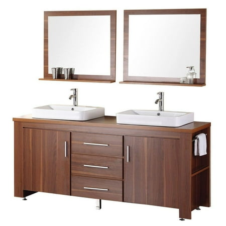 Design Element Washington 72" Double Sink Bathroom Vanity Set in Toffee