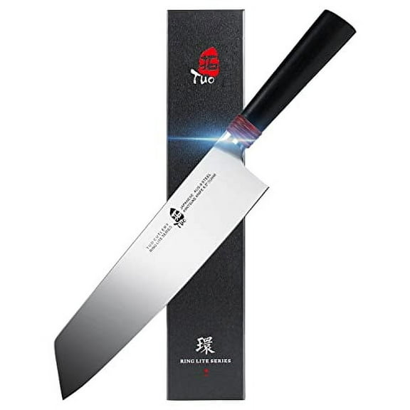 TUO Kiritsuke Knife Chef Knife 8.5 inch Kitchen Knife Vegetable Cleaver Pro Japanese Chef Knife Vegetable Fruit Chopper, AUS-8 Stainless Steel with Pakkawood Handle Gift Box, Ring Lite Serie