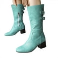 thumbnail image 7 of UngA Cowgirl Boots Mid Calf Cowboy Cowgirl Boots for Women: Western Country High Heel Boots Suede Zipper Mid Calf Booties Green,6.5, 7 of 7