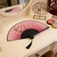 thumbnail image 3 of Cherry Blossom Silk Folding Fan with Bamboo Ribs, Durable Hand Fan for Stage Props, Wedding & Home Decor, 3 of 6
