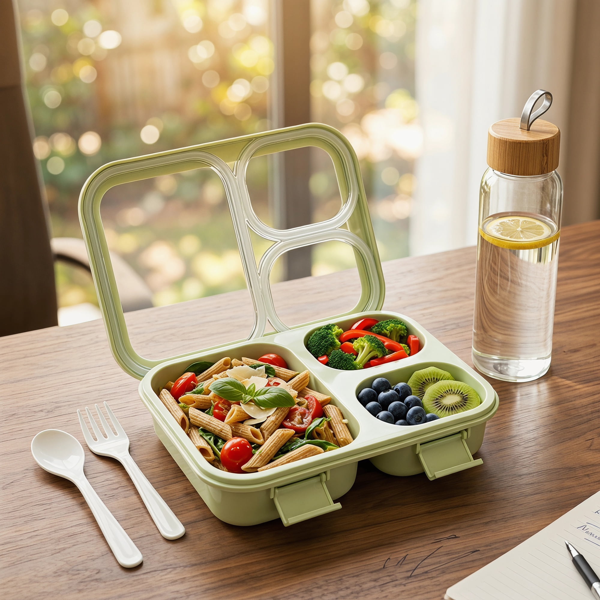 Unique Bargains Clear Lid Leak Resistant Meal Lunch Bento Box for Work Green-1