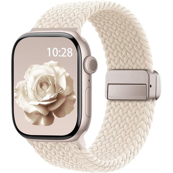 LiWei Magnetic Braided Nylon Watch Band, Adjustable Strap Compatible with Apple Watch S11 S10 46mm, 42/44/45/49mm Wristband for Men Women