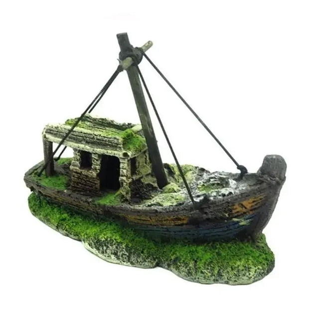 Decoración de naufragio para acuario, resina, barco hundido, pecera, cueva, T8H6