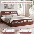 thumbnail image 4 of QUEEN Size Bed Frame, Low-Profile Platform Bed Frame with Storage Headboard & Footboard — Wooden Slat Support, No Box Spring Required, Red peach wood, 4 of 5
