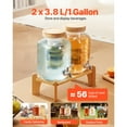 thumbnail image 2 of KFFKFF 2 Pack 1 Gallon Glass Beverage Dispenser with Wooden Stand, Stainless Steel Spigot & Infuser for Party Drinks, 2 of 9