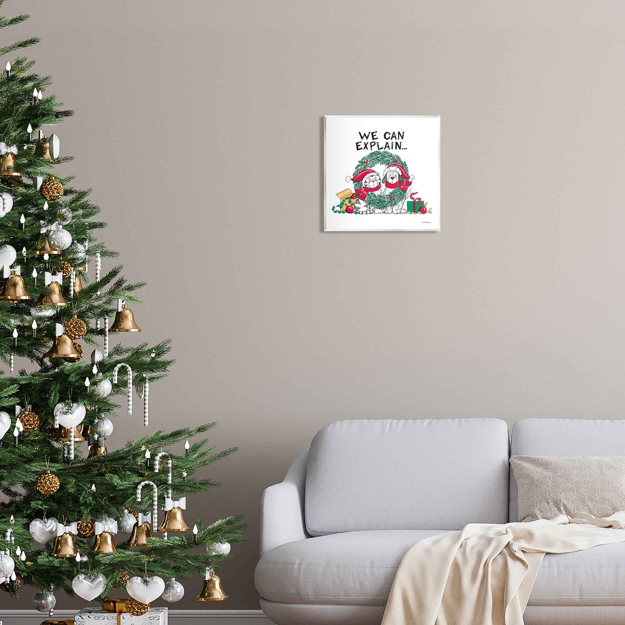 Stupell Industries Cat & Dog Christmas Humor Holiday Painting Unframed Art Print Wall Art, 12 x 12