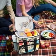 thumbnail image 5 of FORMRS Insulated Cooler Bag 24 Cans Capacity Soft Leakproof Lunch Box with Side Pockets, Blue Retro Print, 5 of 7