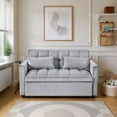 thumbnail image 3 of BSHTI 52.75-inch Pull-out Sleeper Sofa Bed, Velvet Upholstery, 3-Angle Adjustable Backrest, Storage Side Pocket, Twin-Size Loveseat Futon Sofa, Silver Gray, 3 of 15