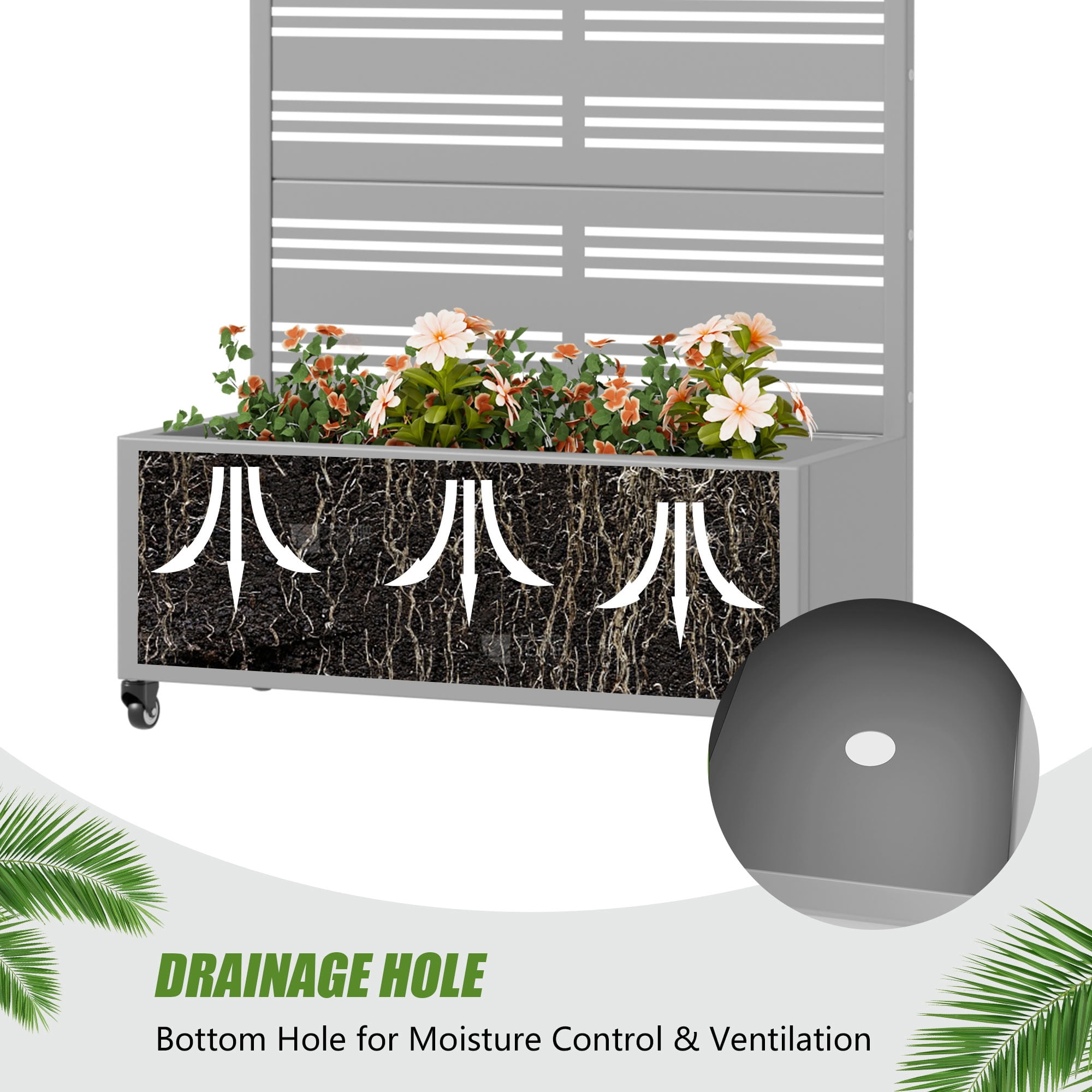 MAYEERTY 72*35in Outdoor Metal Planter Box, Durable Raised Garden Planter, Decorative Patio Planter Box for Balcony, Garden, Backyard