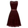 thumbnail image 6 of Stichou Formal Cocktail Dresses 2026 Bridesmaid Wedding Guest Short Prom Dress Ruffle Hem Christmas Sleeveless Lace Gowns Wine 2XL, 6 of 6