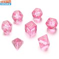 thumbnail image 2 of Juego de 7 piezas de dados de color rosa claro, D4, D6, D8, D10, D, porcentaje, D12, D20, Kit de dados poliédricos para DND, COC, TRPG, juegos de mesa para fiesta, 2 of 4