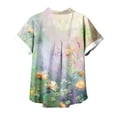 thumbnail image 4 of Dwaogom Women's Regular Casual Printed Short Sleeved BlousesTop Gingham Blouse Womens Graphic T Shirts, 4 of 5