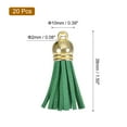 thumbnail image 2 of Uxcell 20Pack 1.5" Leather Tassels Keychain Charm with Gold Cap for DIY, Dark Green, 2 of 6