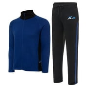 X-2 Men Tracksuits 2 Pieces Set Jogging Athletic Sports Set Blue Black Size XL