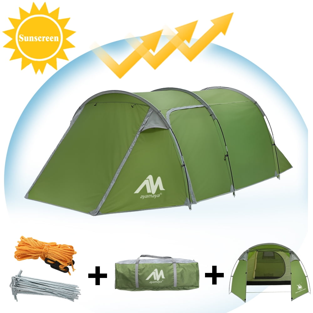 3 Man Large Camping Tent Pop Up UV Resistance Sun Shelter 2 Door Outdoor Hiking 