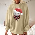 thumbnail image 4 of IROINNID Women's Long Sleeve Hoodie Mid-Length Print Comfy Pocket Shirt Pullover, Beige, 4 of 6