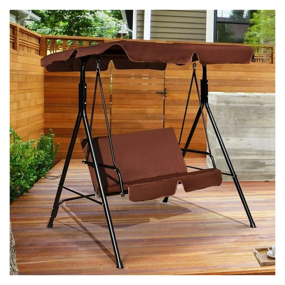 FASCK 2-Person Porch Swing with Canopy, Weather-Resistant Outdoor Garden Swing for Patio, Backyard, Lawn, Heavy-Duty Steel Frame