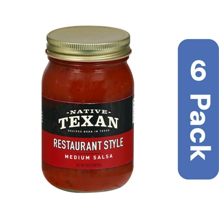 Native Texan Salsa Medium Restaurant Style 16 oz (Pack of 6)
