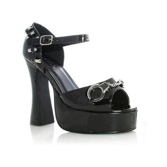 Ellie Shoes E-557-Officer, 5" Chunky Heel Womens Costume Sandal. 8 / Black PU