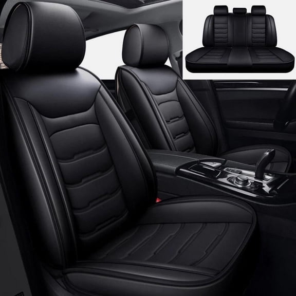 WRWolf Seat Cover Fit for Chevy/Chevrolet Equinox 2007-2025 Waterproof Car Seat Covers Full Set 5 Seats Faux Leather Car Seat Cushion Protector Compatible Airbag,Black