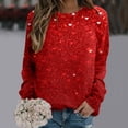 thumbnail image 2 of Womens Casual Heart Graphics Shirt Long Sleeve Pullover Loose Crewneck Cute Love Printed Sweatshirt Tops Red M, 2 of 6