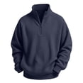 thumbnail image 4 of RUTAYY Boys Waffle Sweatshirt Knit Quarter Zip Fashion Long Sleeve Fall Winter Basic Pullover Casual Outdoor Wear, Navy, 4 of 4