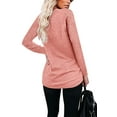 thumbnail image 3 of SHIBEVER Long Sleeve Basic T Shirt for Women Comfort Soft Loose Fit Plain Tee Blouse Tops Baggy Pink Pullover Cotton Clothing Size S, 3 of 3