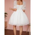 thumbnail image 3 of Vestido de princesa de tul con mangas abullonadas de Tsseiatte para mujer, minivestido de hada con teñido anudado y hombros descubiertos, vestido de fiesta de noche de corte A, 3 of 8
