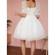 thumbnail image 3 of Vestido de princesa de tul con mangas abullonadas de Tsseiatte para mujer, minivestido de hada con teñido anudado y hombros descubiertos, vestido de fiesta de noche de corte A, 3 of 8
