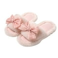 thumbnail image 2 of AURIGATE Women's Fuzzy Slippers with Bow and Memory Foam, Ladies Cute Slip-on House Slippers for Indoor Use Christmas Gift, 2 of 5
