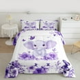 thumbnail image 2 of jejeloiu Cute Elephant Bedding Comforter Set,Zoo Animal Twin Comforter Sets,Purple Flower Butterflies Bedding Set For Boys Girl,Super Cozy Room Decor Reversible,2pcs, 2 of 8