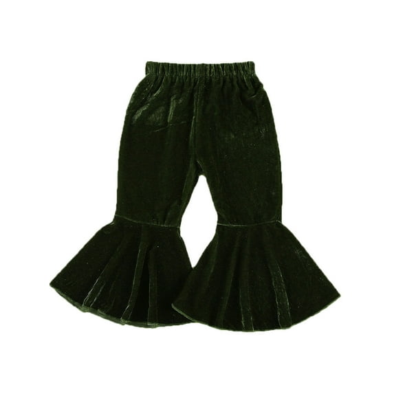 Seyurigaoka Kids Baby Girls Velvet Bell-Bottoms Long Flared Trousers Casual Elastic Waist Pants