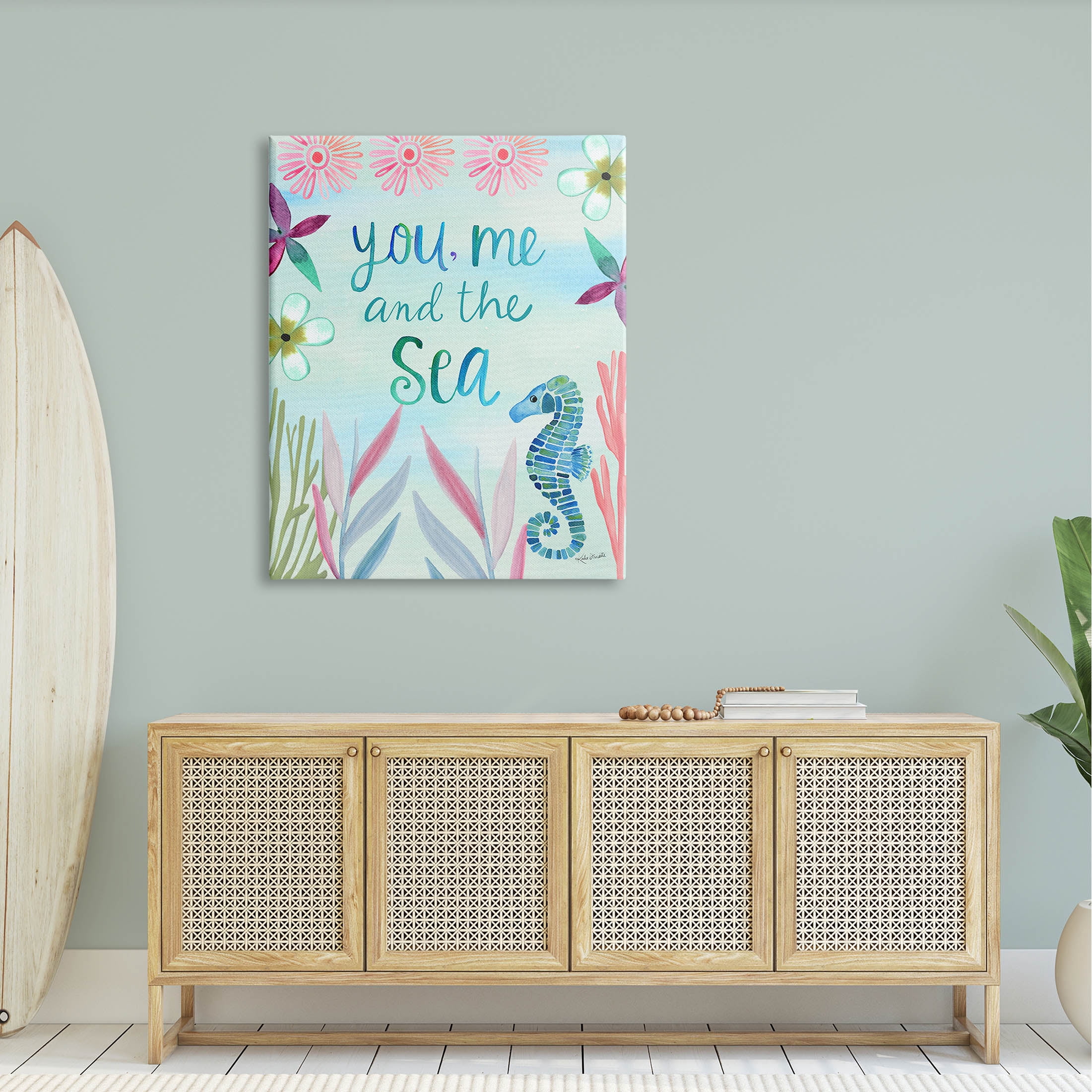 Stupell Industries You, Me & Sea Romanic Beach Lover Ocean Life Phrase Graphic Art Gallery Wrapped Canvas Print Wall Art, Design by Katie Doucette